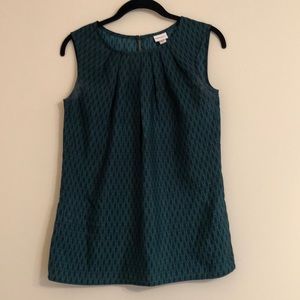 Patterned navy and green tank top